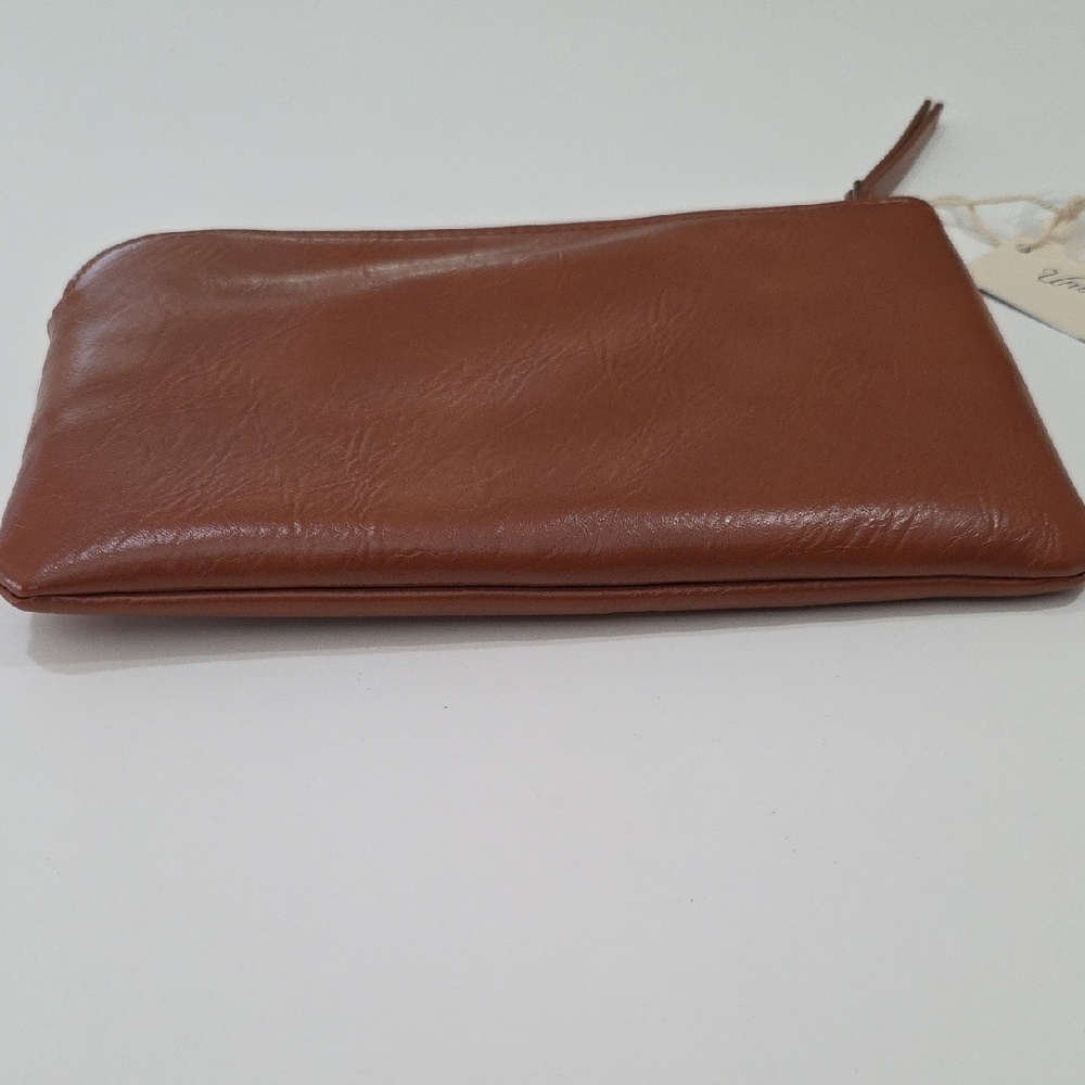 Universal Thread Womens Brown Faux Leather Small Zippered Clutch Pouch Bag NWT - Picture 6 of 6